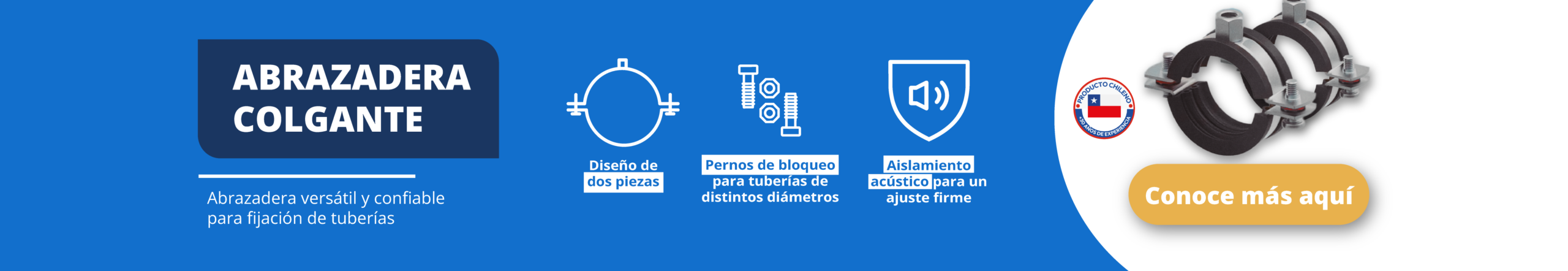 Abrazadera colgante , abrazadera versátil y confiable para fijación de tuberías